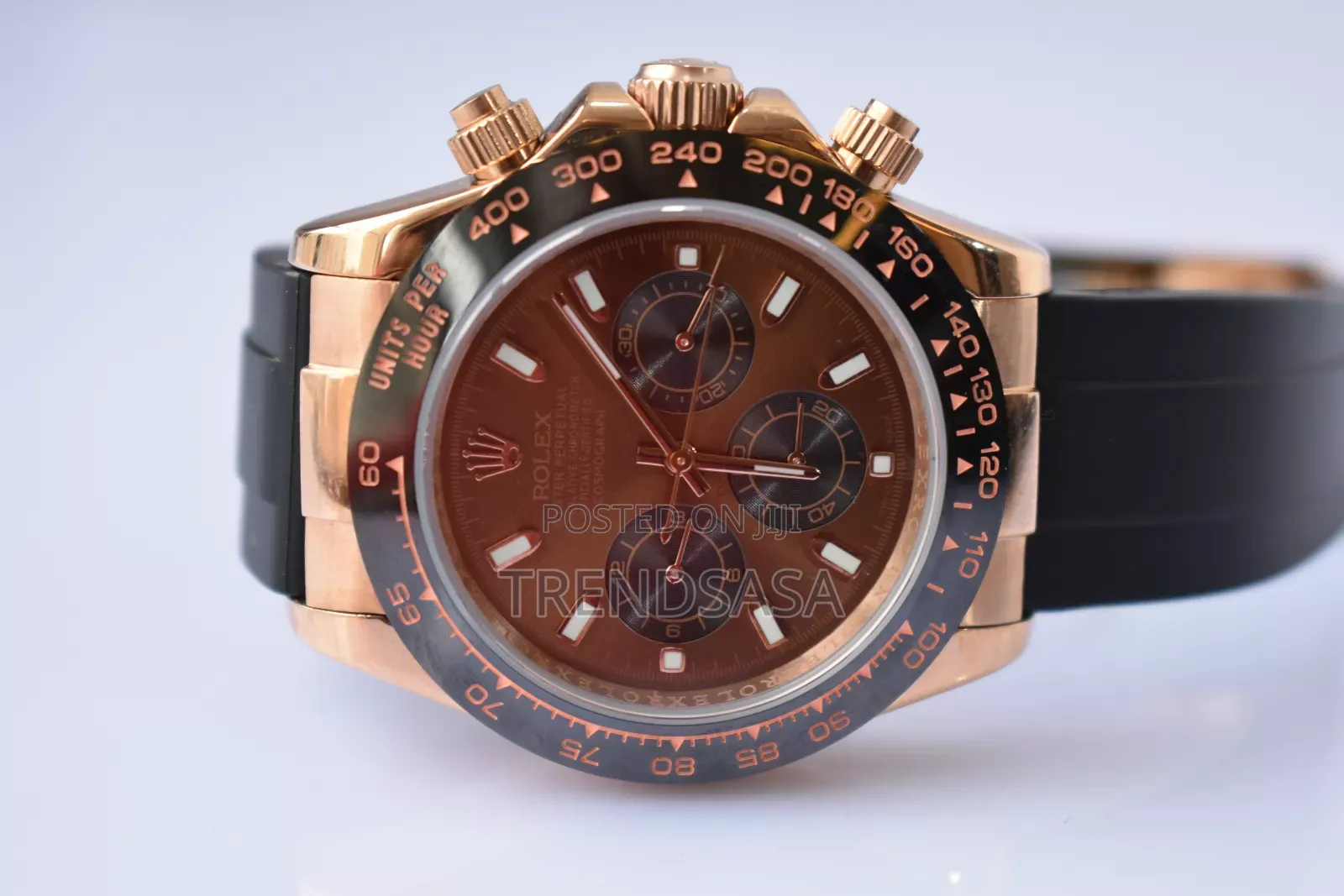 Rolex Daytona Rose Gold Rubber Straps Chocolate Dial Watch