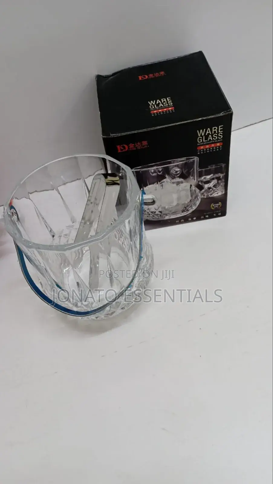 Elegant Glass Ice Bucket With Tongs - Perfect for Parties