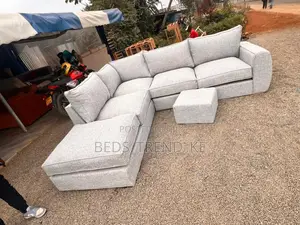 Convenient 6 Seater L Seat Sofa With a Puff