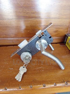 Silver Rose Handle Door Lock - main view