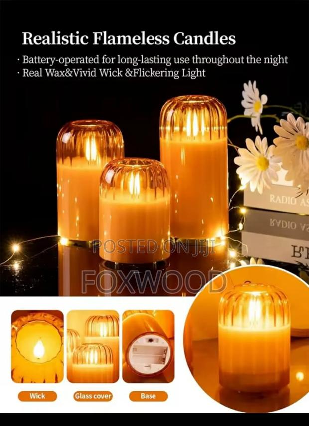 3 in 1 Advanced Glass Led Decor Lighting Candle - thumbnail 2