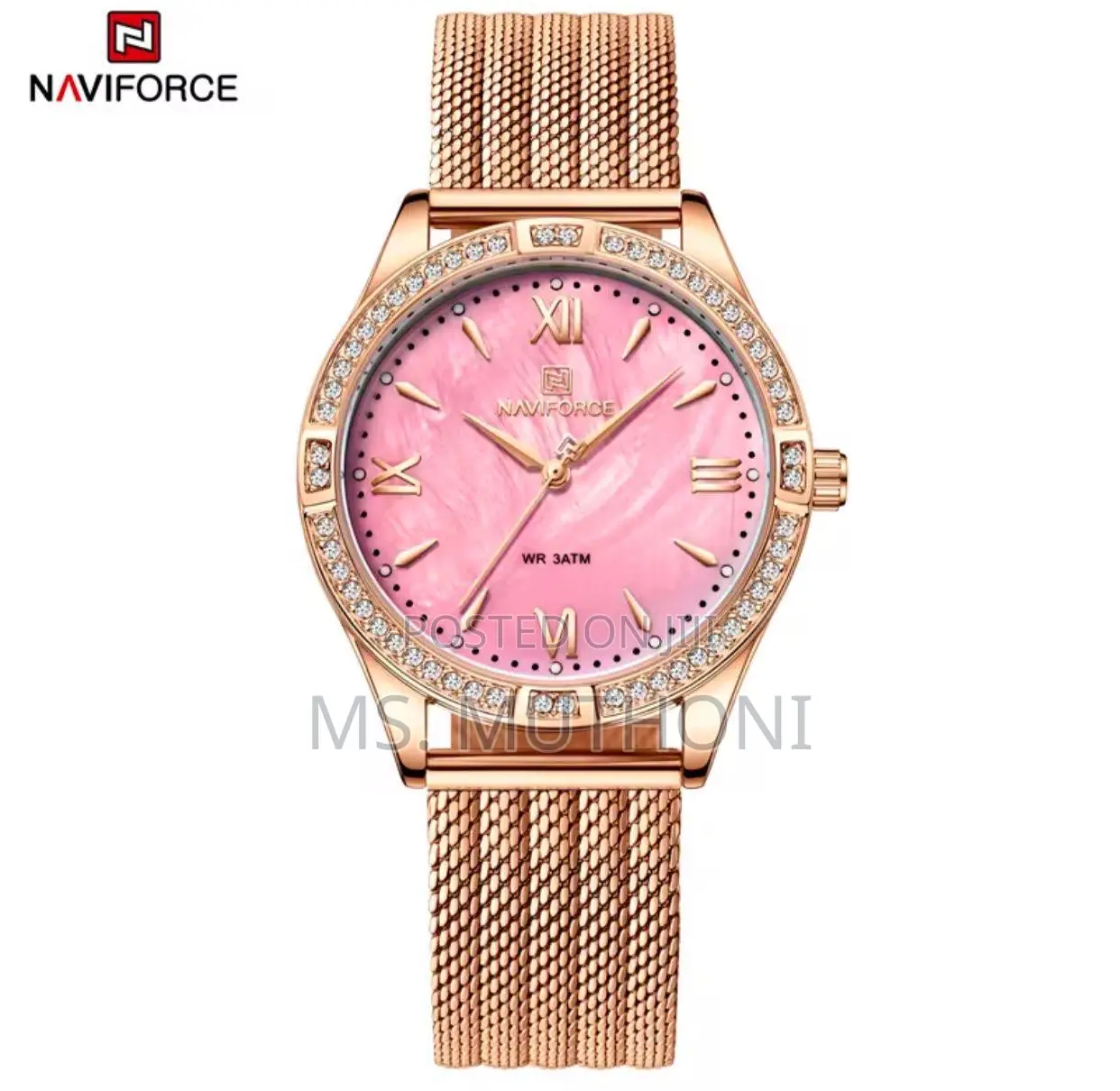Stainless Steel Naviforce Pink Dial for Ladies