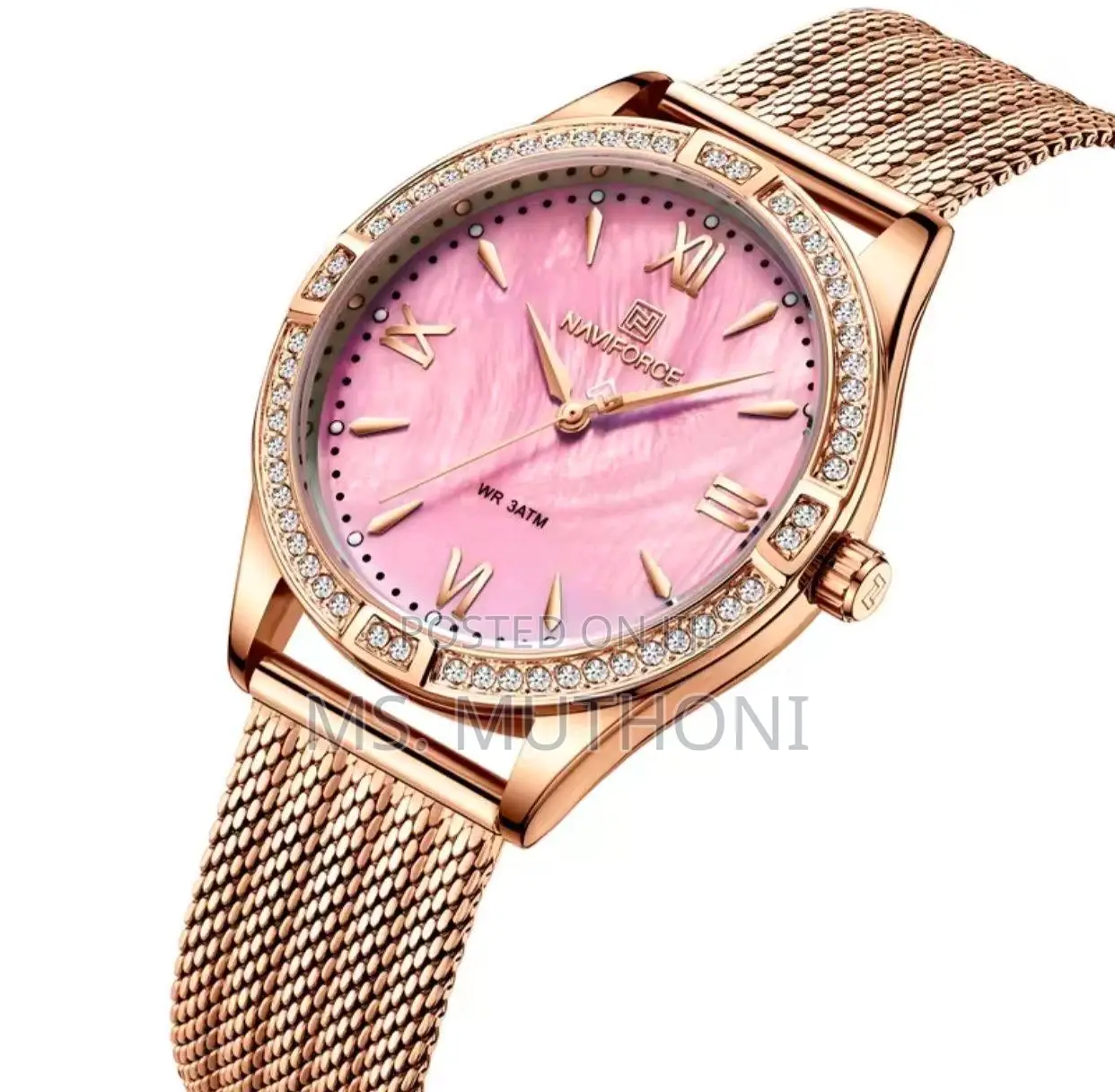 Stainless Steel Naviforce Pink Dial for Ladies