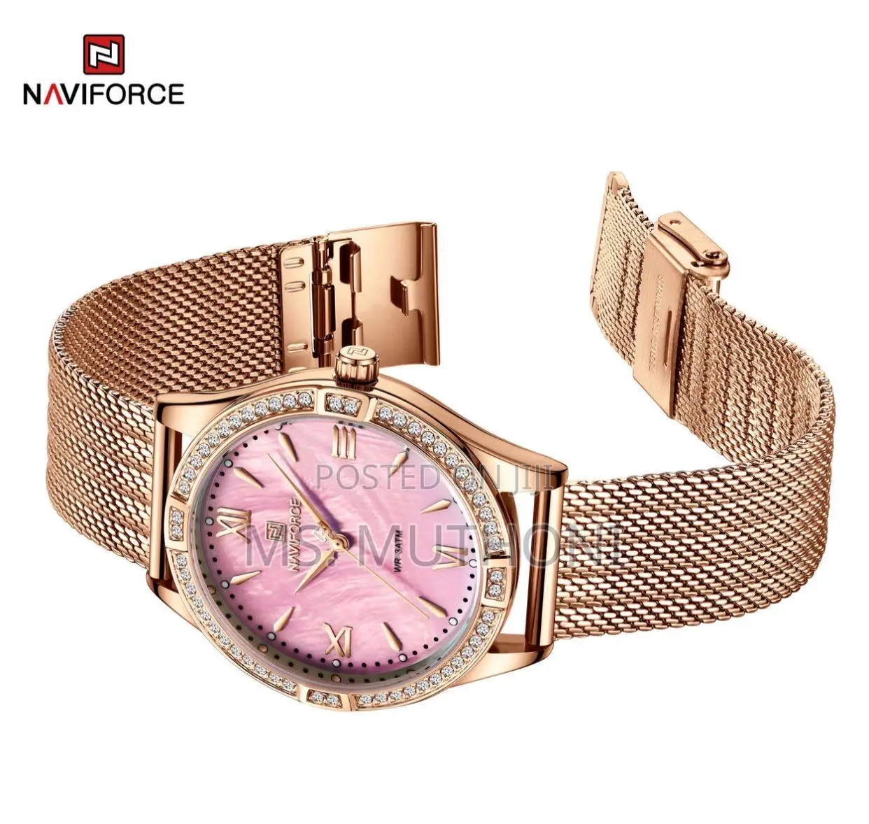 Stainless Steel Naviforce Pink Dial for Ladies