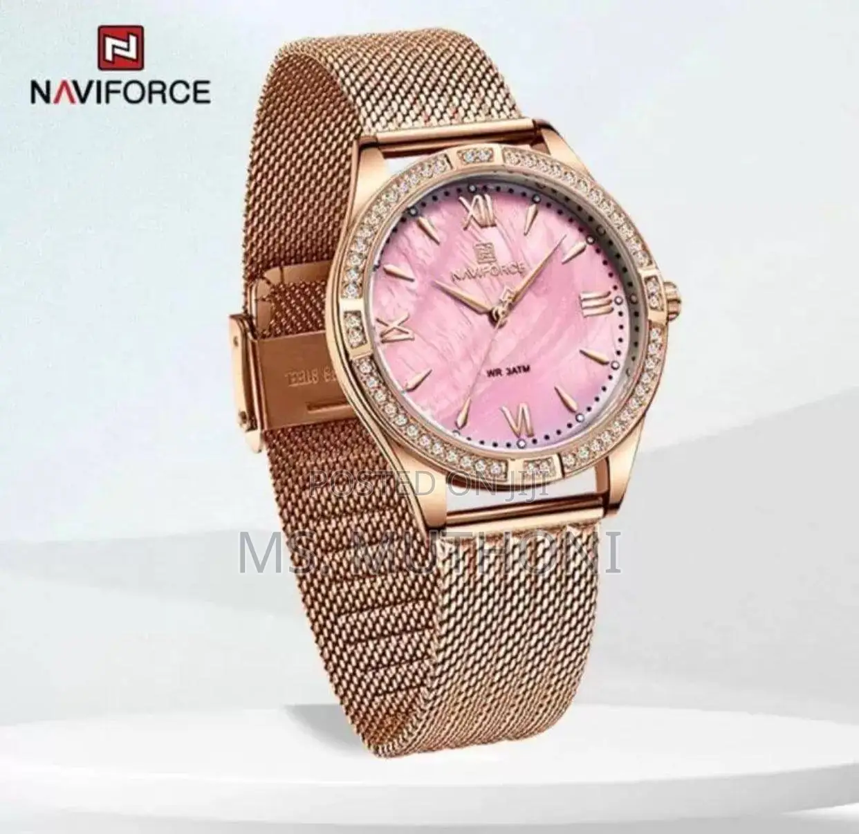 Stainless Steel Naviforce Pink Dial for Ladies
