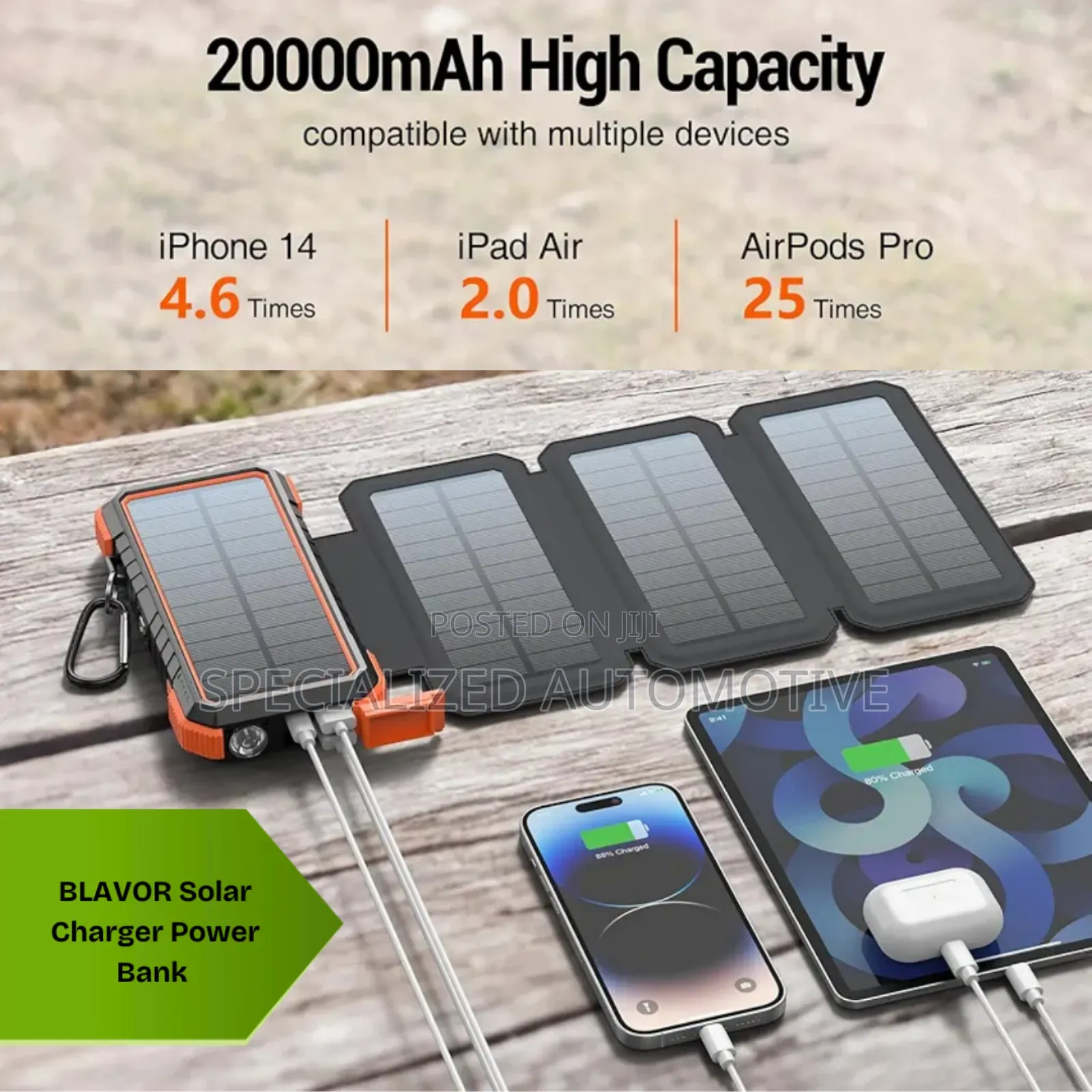 Blavor High Quality Solar Charger Fast Charging Power Bank for Gadgets