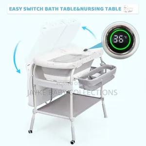 2-in-1 Baby Bathtub Changing Table With Thermometer