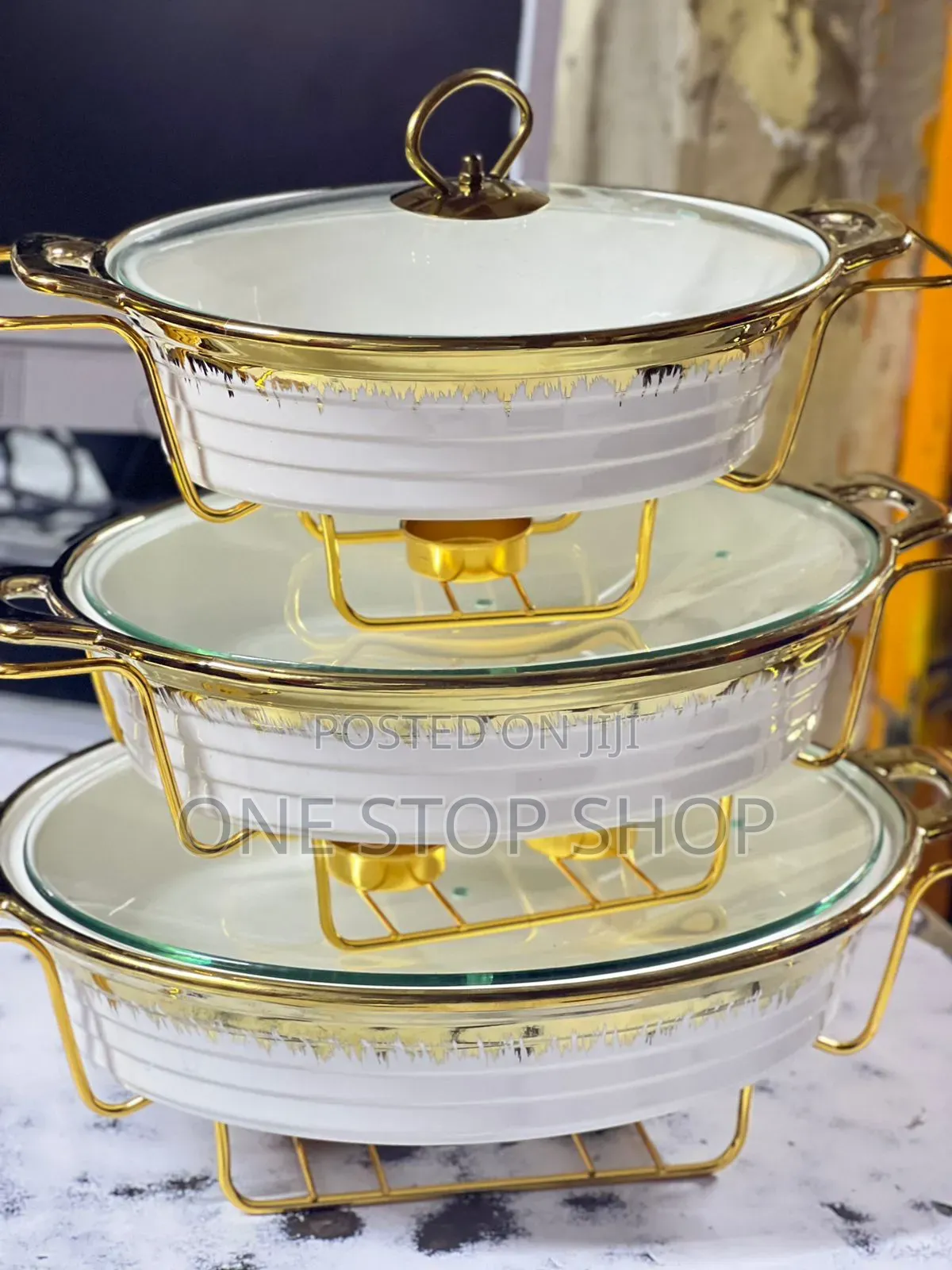 3pcs Ceramic High Quality Chaffing Dishes Set