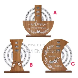 Wooden Manual Rotating Round Decor Calendars
