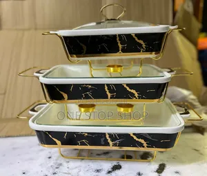 3pcs Quality Ceramic Chaffing Dishes Food Warmer