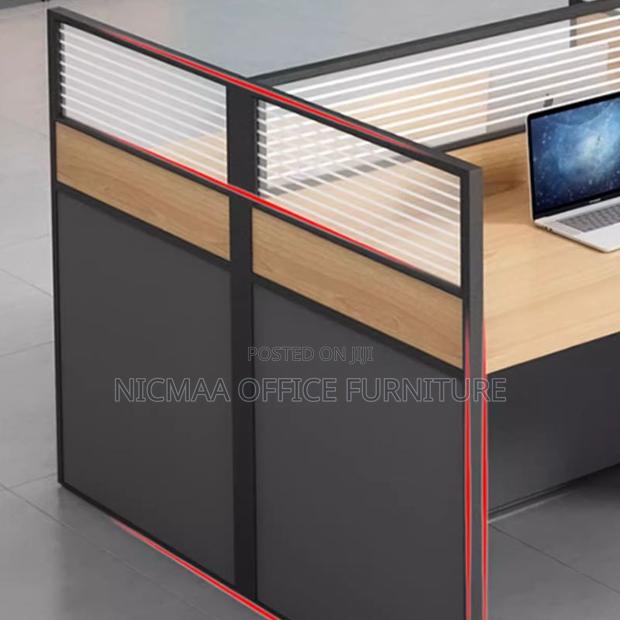 Office Desk: 2-Way Modern Workstation With Grommets - thumbnail 3