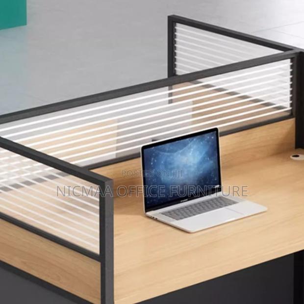 Office Desk: 2-Way Modern Workstation With Grommets - thumbnail 4