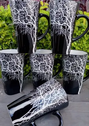 *Set of 6 Black Tree Mugs