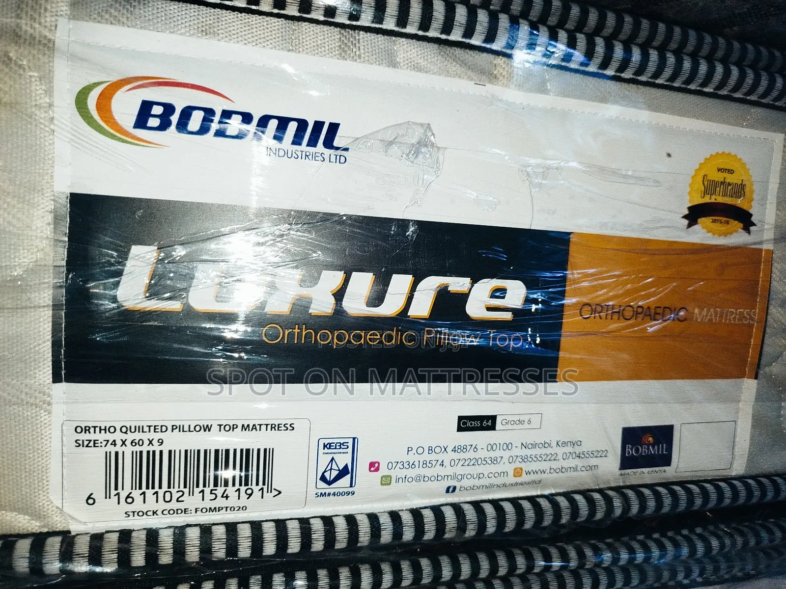 5ft × 6ft Bobmil Luxure Orthopedic Foam Mattress + Free Delivery.