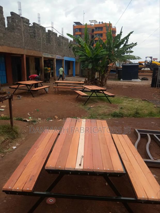 Strong Wooden Picnic Tables With Benches - main view