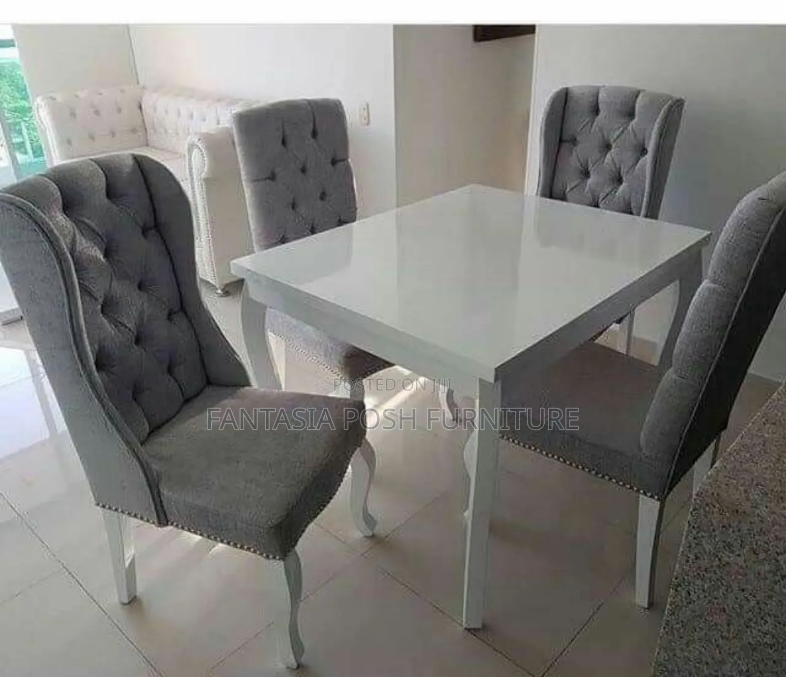 White Modern 4 Seater Dining Set