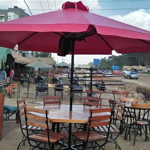 Outdoor Wooden Table Set With Umbrella - main view