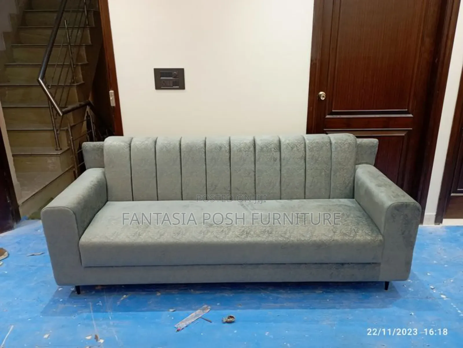 3 Seater Grey Sofa - Pay on Delivery