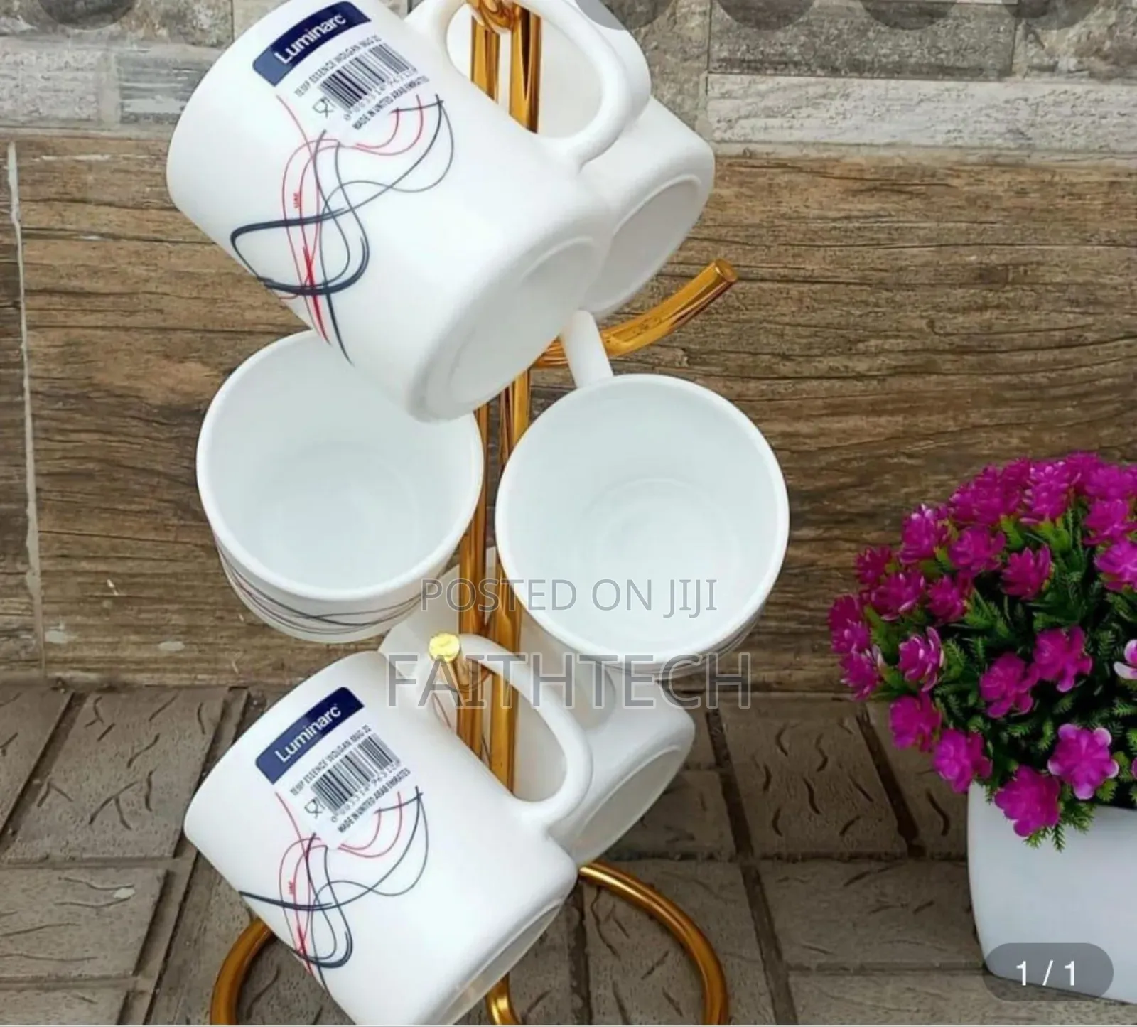 *Set of 6 Luminarc Flowered Cups