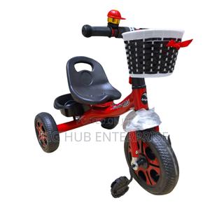 Red Tricycle With Basket and Bell for Kids - Toddler Bike