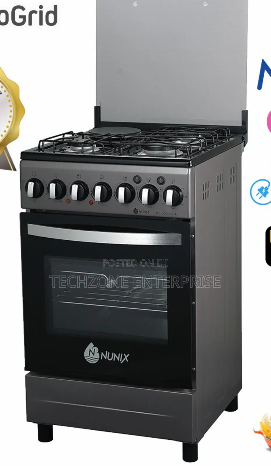Nunix Kz-560 50x55 3~Gas 1~Electric Gas Standing Cooker 