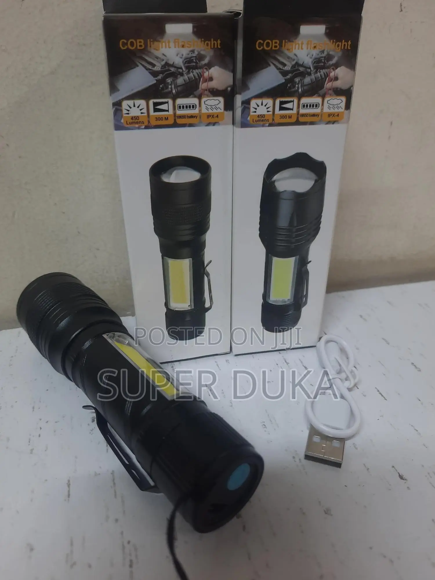 Torch + Cob Rechargeable Emergency Flashlight.Zoom