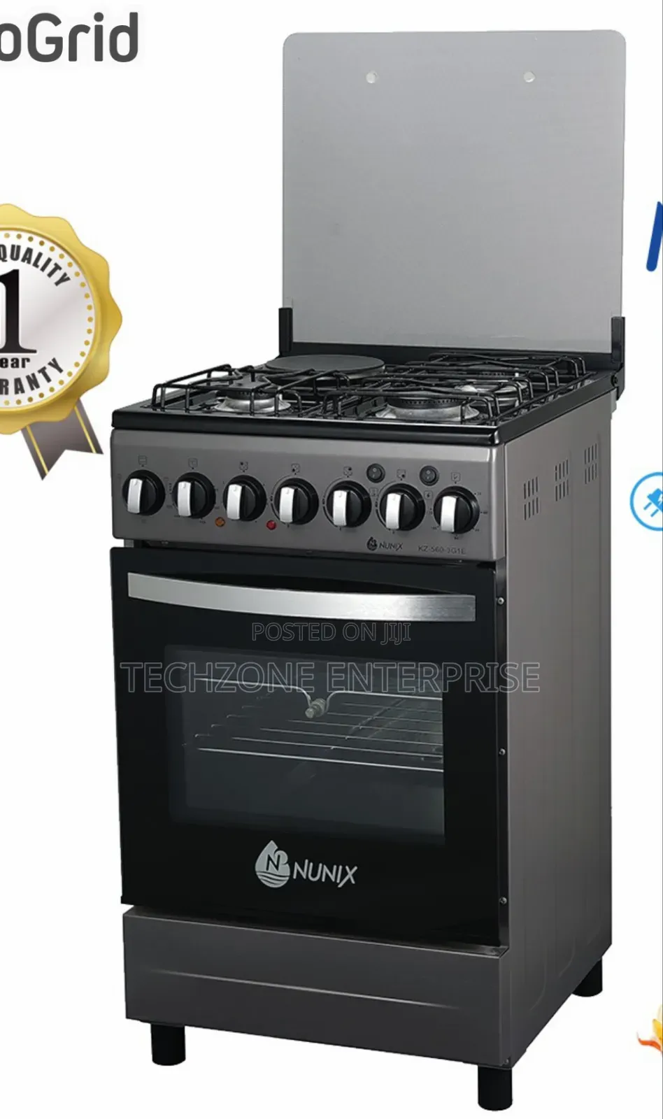 Nunix Kz-560 50x55 3~Gas 1~Electric Gas Stainless Cooker 