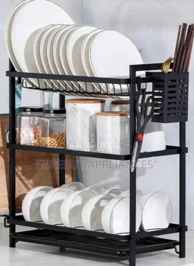 Executive 3 Layer Black Metallic Dish Rack 3 Tier - main view