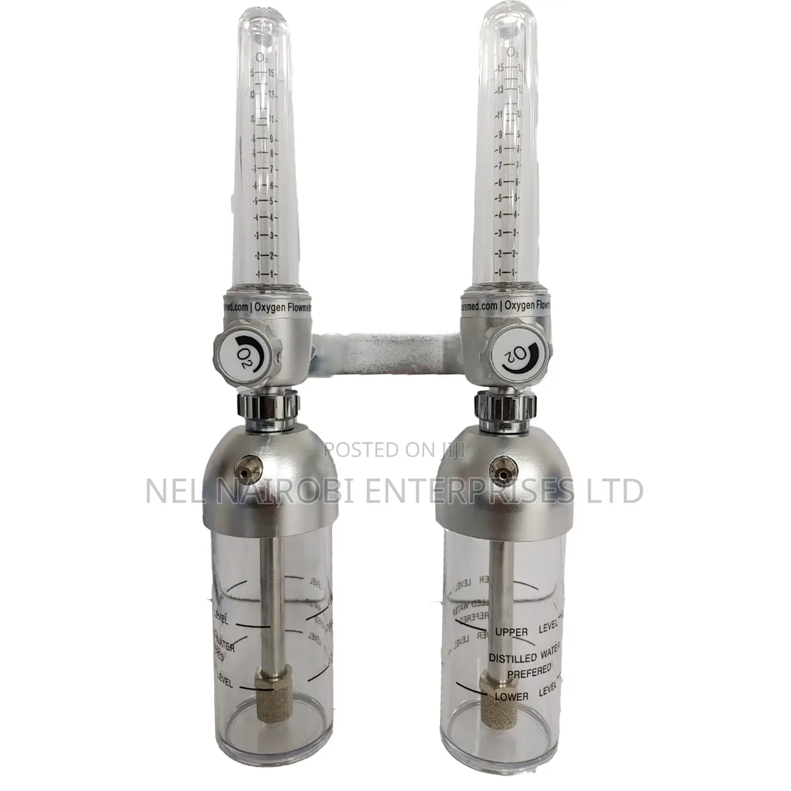 Flowmeter Dual Oxygen, Wall Probe & Regulator Aluminium Top