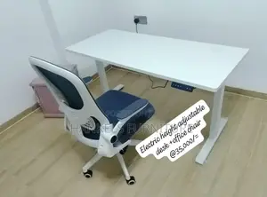 White Chair White Adjustable Height Table