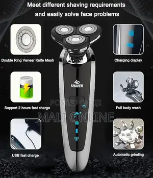 Kezu Kz-9911 Electric Rotary Shaver For Men Rechargeable Beard Razor