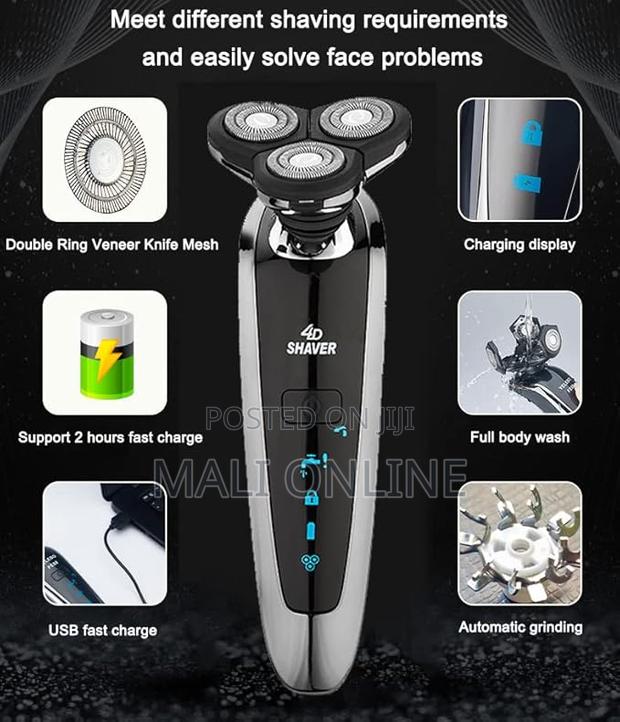 Kezu Kz-9911 Electric Rotary Shaver For Men Rechargeable Beard Razor