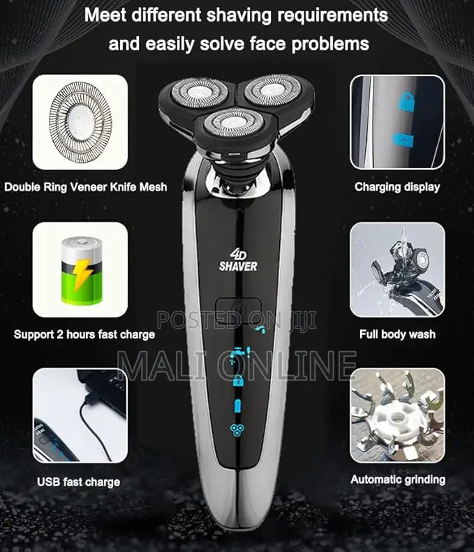 Kezu Kz-9911 Electric Rotary Shaver For Men Rechargeable Beard Razor