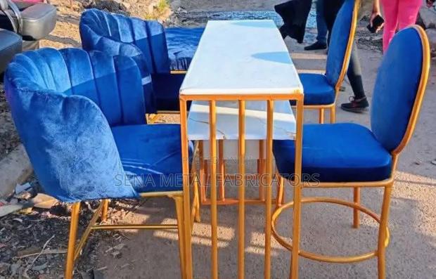 Manicure Set With Blue Chairs and a Double Table. - main view