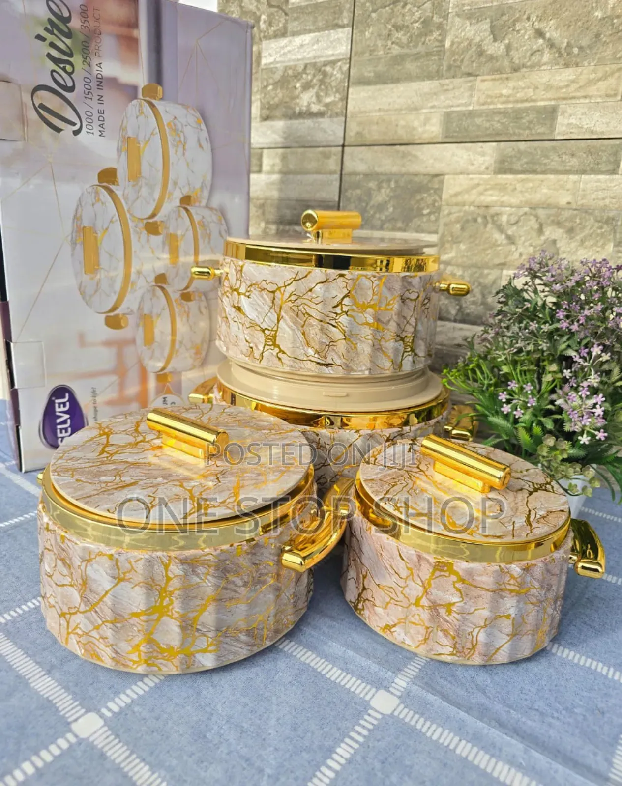 4pcs Desire Hot Pots 1/1.5/2.5/3.5 Litres Cream Gold