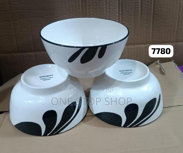 5.5" White Black Ceramic Bowls - main view