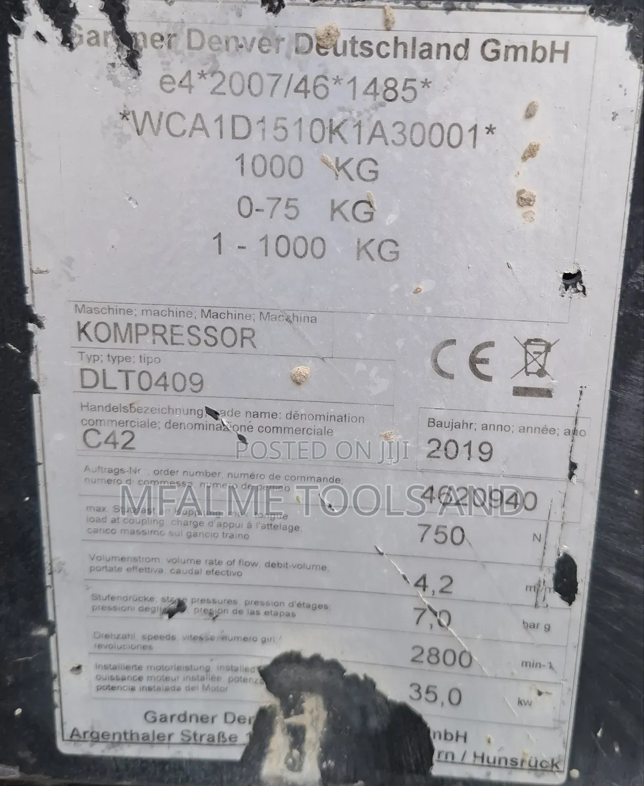 Compressor 2019 Compair C42 Yanmar 4-Cyli 7bars Min 12 Bars Max Ex-Uk