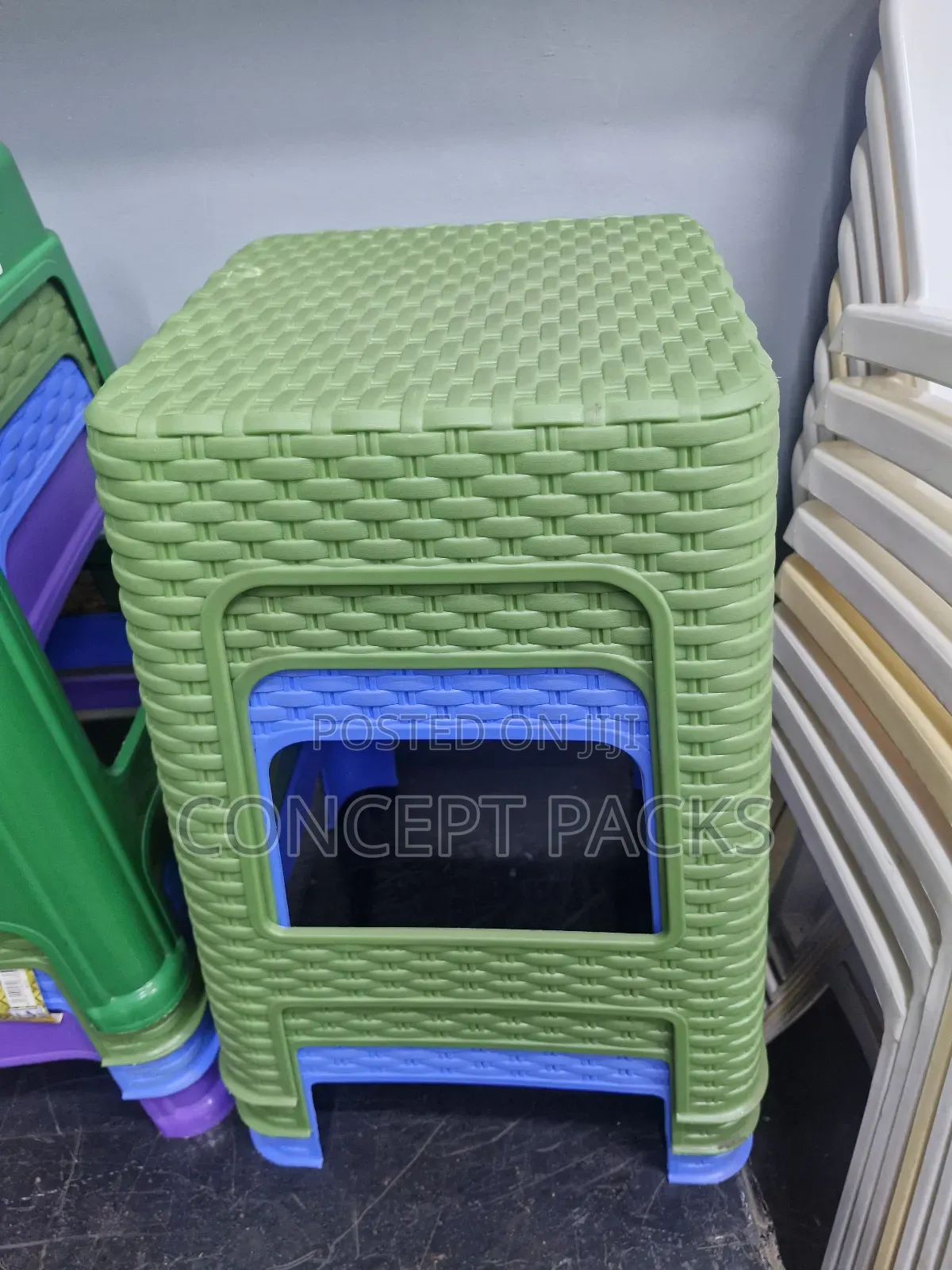 Jungle Green Bamboo Design Stools