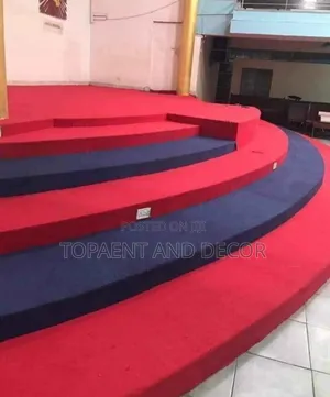 Mix of Blue and Red Stylish Pulpit Wall to Wall Carpet