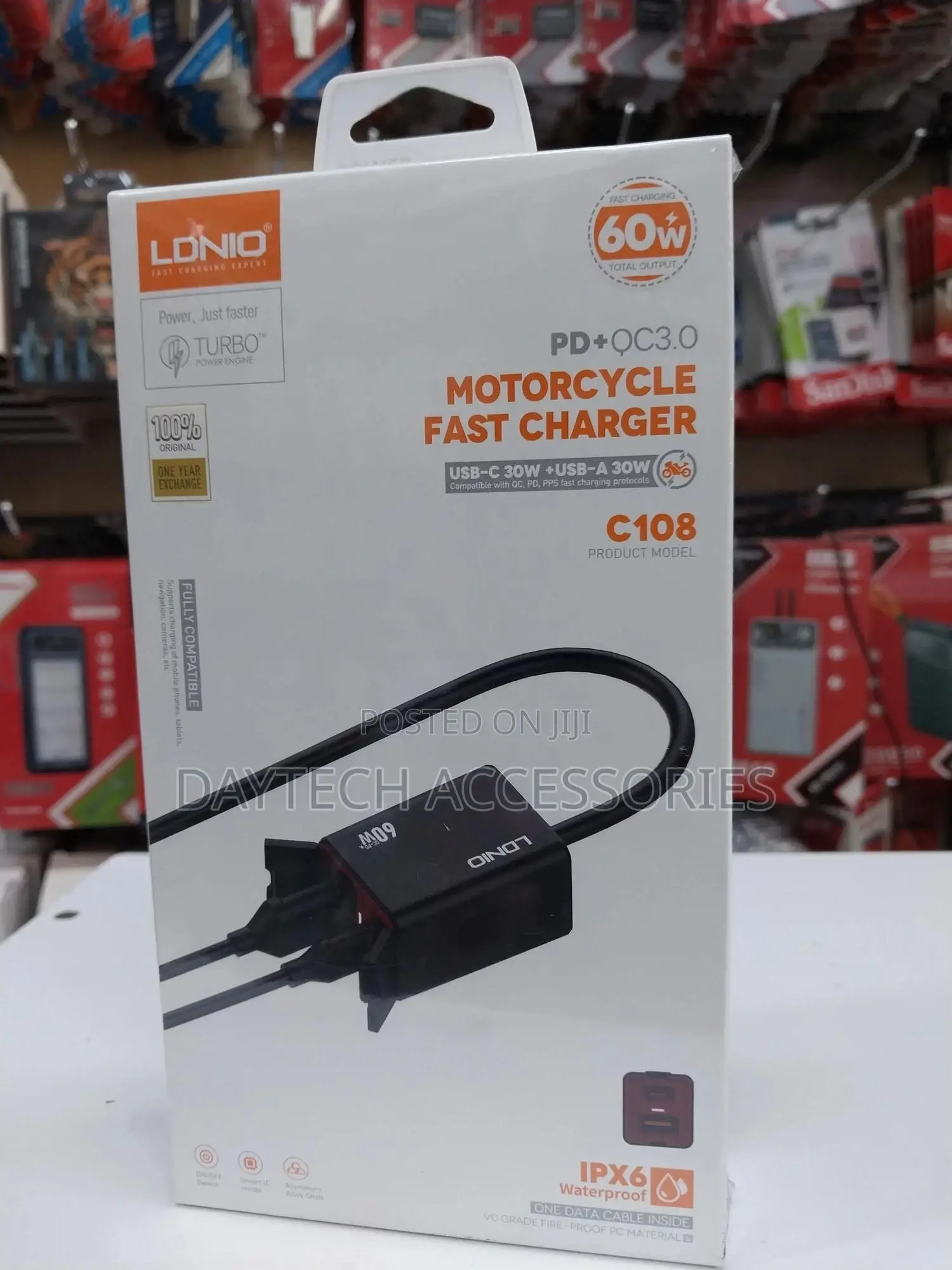 Ldnio C108 60w Wired Waterproof Super Fast Charger for Motorcycle