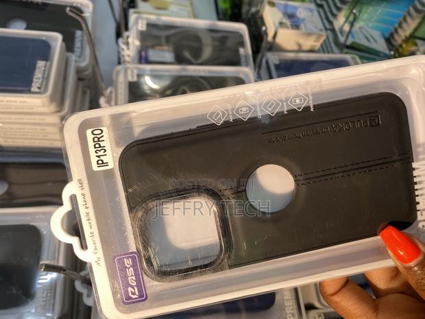 Icon Pu Leather iPhone Case With Apple Logo Cut for iPhone 13 Pro - thumbnail 3