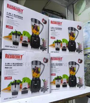 3 in 1 Red Berry Blender;Blender,Chopper and Grinder