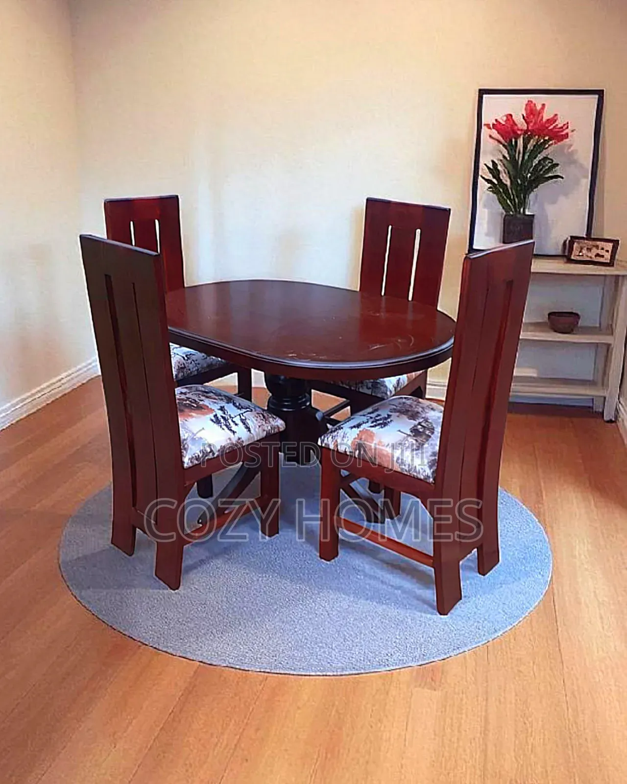 Dining Table, an Opulent All Wooden 4 Seated Dining Set