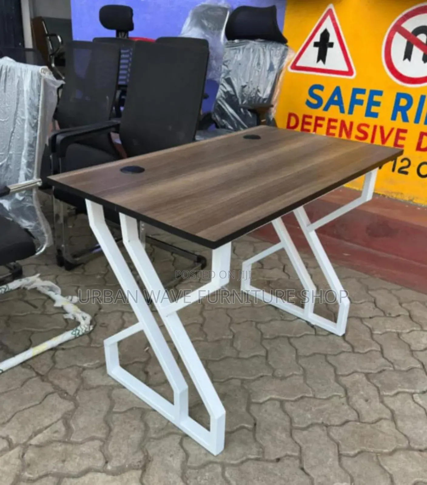 Metallic White Study Desk