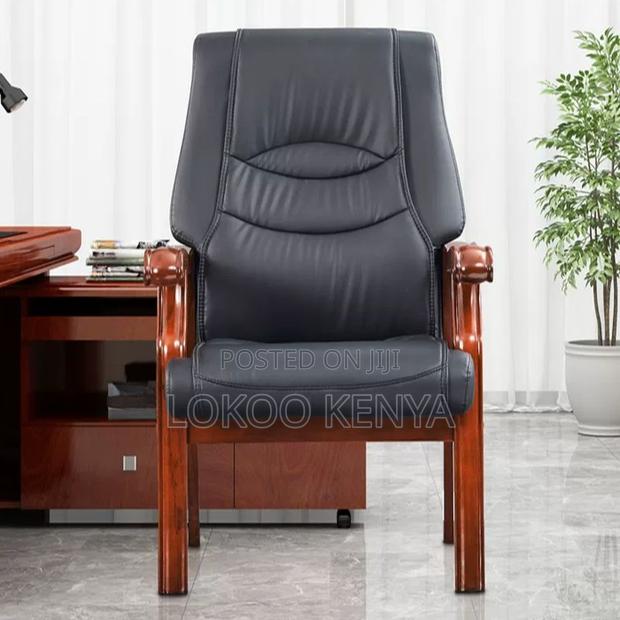 Office Chair : Leather Office Chair With Solid Wood Arms - main view