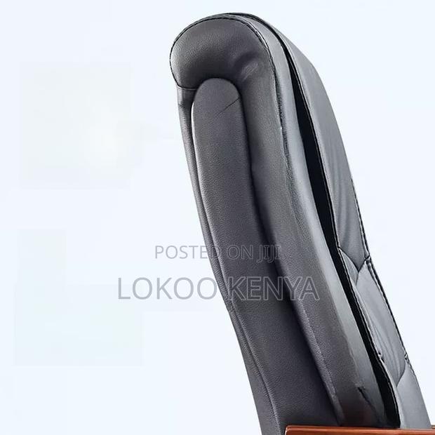 Office Chair : Leather Office Chair With Solid Wood Arms - thumbnail 2