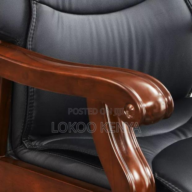Office Chair : Leather Office Chair With Solid Wood Arms - thumbnail 4