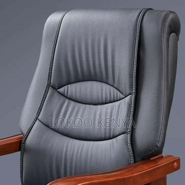 Office Chair : Leather Office Chair With Solid Wood Arms - thumbnail 5