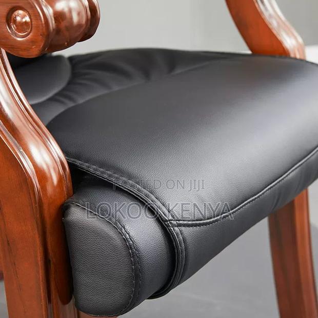 Office Chair : Leather Office Chair With Solid Wood Arms - thumbnail 6
