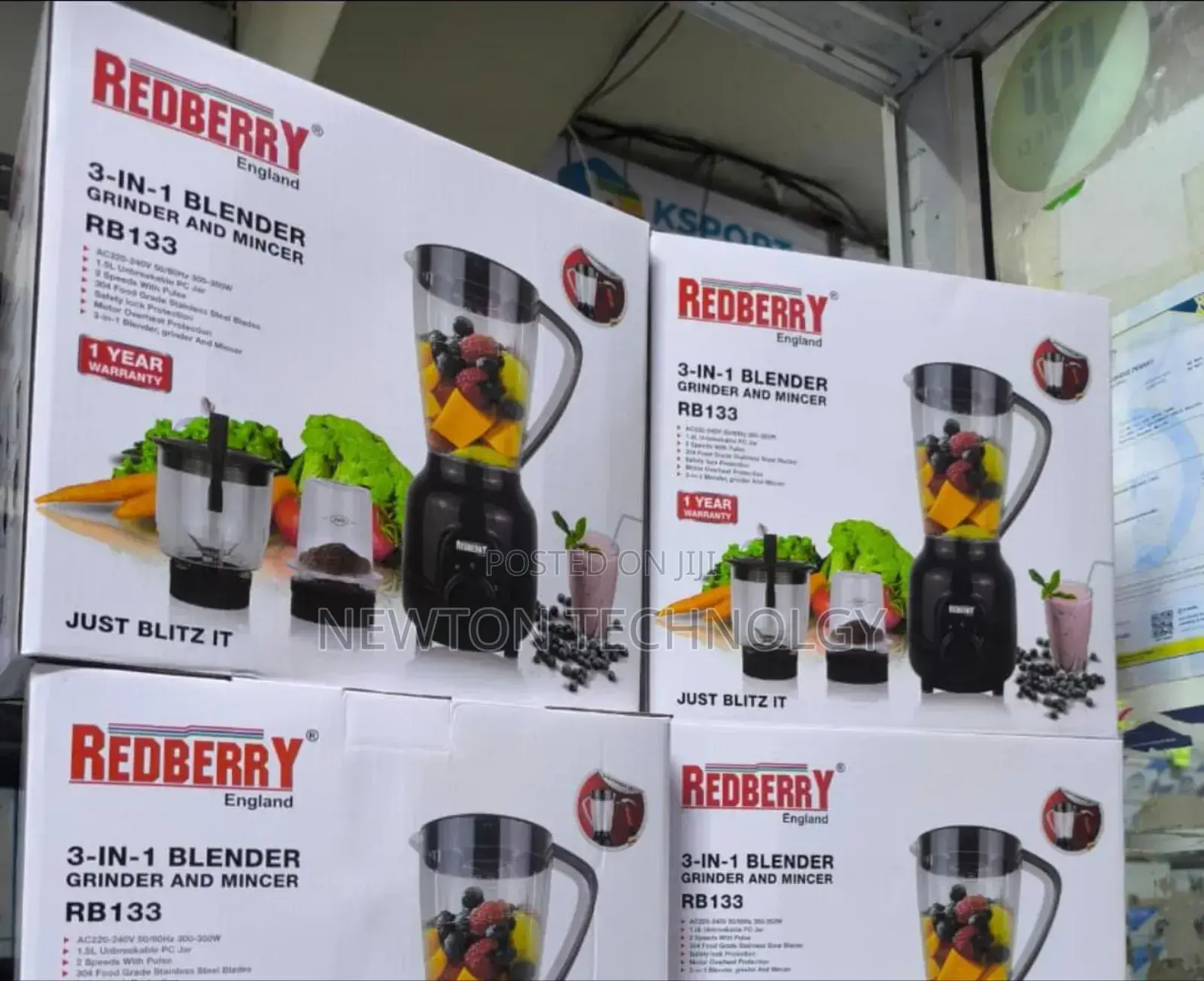 3 in 1 Redberry Blender;Blender,Chopper and Grinder